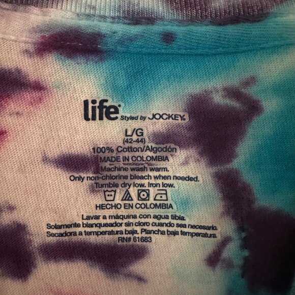 Sold 🎈 Ruffled Cropped Jockey Tie Dye Tee Shirt L Blue Purple Upcycled Rebuilt - Picture 4 of 5